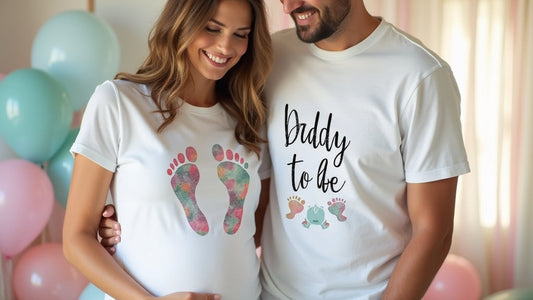 Baby Shower DTF Printing Adorable Custom Shirts for Expecting Parents