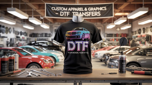 DTF Transfers for Auto Shops – Custom, No Equipment Needed & Fast Shipping