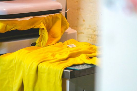 Yellow T-shirt for DTF printing.